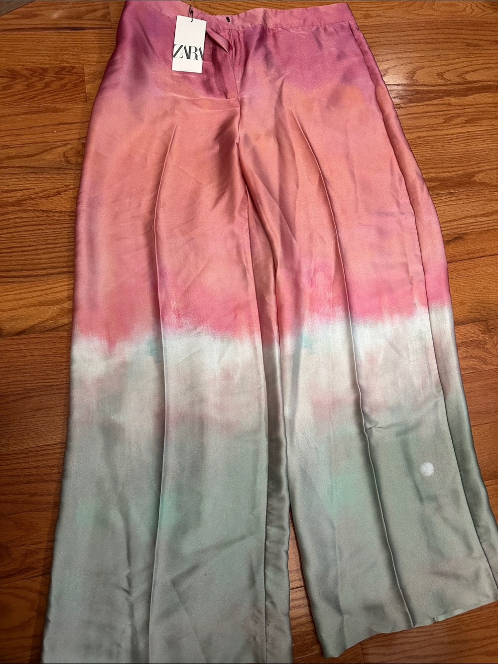 ZARA Pink to Mint Ombre Wide-Leg  women’s Pants